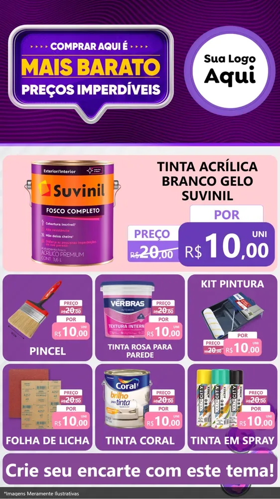 Modelo de Rede Social para Stories com o tema Mais Barato para Tintas e Ferramentas