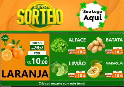 Modelo de Encarte para Encarte A4 Horizontal com o tema Super Sorteio para Hortifrúti