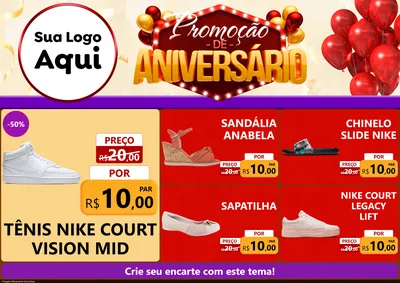 Modelo de Encarte para Encarte A4 Horizontal com o tema Promoção de Aniversário para Calçados