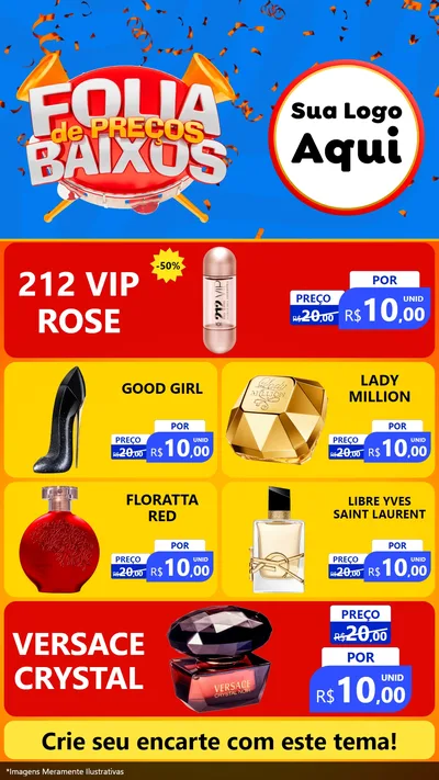 Modelo de TV para TV Vertical com o tema Folia de Preços Baixos para Perfumes