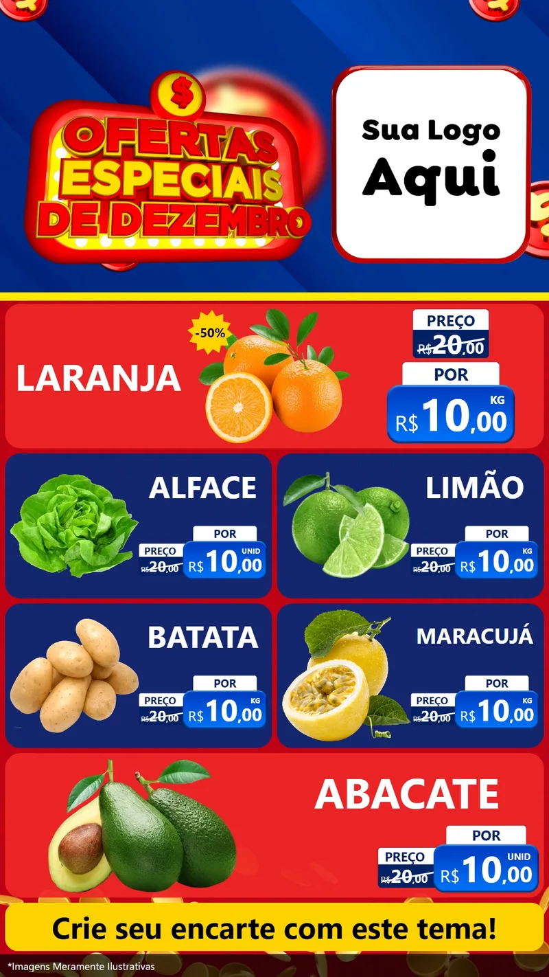 Modelo de TV para TV Vertical com o tema Ofertas Especiais de Dezembro para Hortifrúti