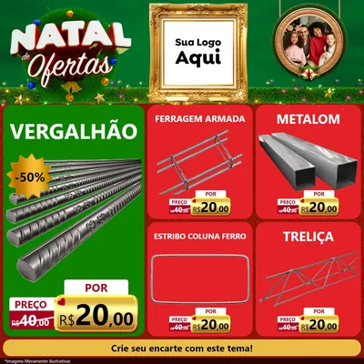 Modelo de Rede Social para Feed Facebook com o tema Natal de Ofertas para Ferragens