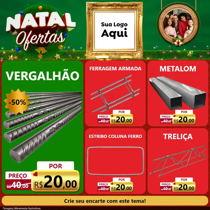 Modelo de Rede Social para Feed Facebook com o tema Natal de Ofertas para Ferragens