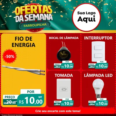 Modelo de Rede Social para Feed Facebook com o tema Ofertas da Semana Farroupilha para Materiais Elétricos