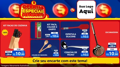 Modelo de TV para TV Horizontal com o tema Ofertas Especiais de Agosto para Utilidades Domésticas