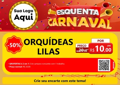 Modelo de Cartaz para Cartaz A4 Horizontal com o tema Esquenta Carnaval para Floricultura e jardim