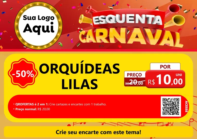 Modelo de Cartaz para Cartaz A4 Horizontal com o tema Esquenta Carnaval para Floricultura e jardim