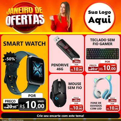 Modelo de Rede Social para Feed Facebook com o tema Janeiro de Ofertas para Informática