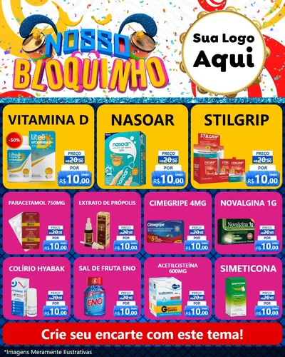Modelo de Rede Social para Feed Instagram com o tema Nosso Bloquinho para Farmácia