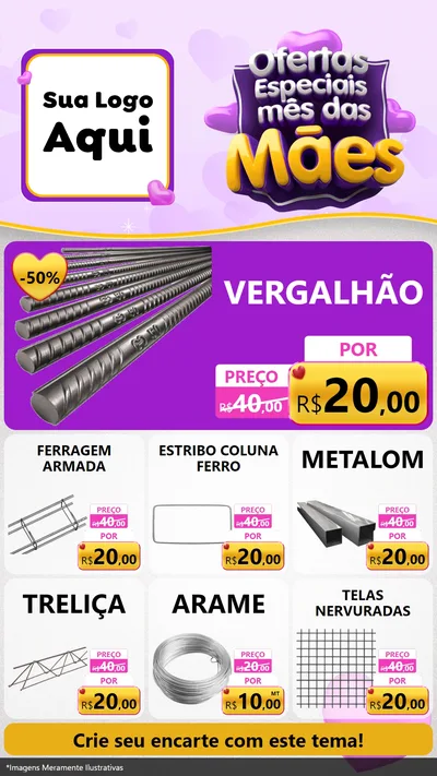 Modelo de Rede Social para Stories com o tema Ofertas Especiais - Mês das Mães para Ferragens