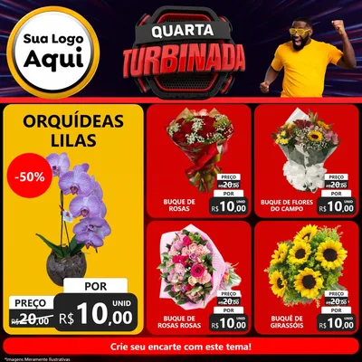 Modelo de Rede Social para Feed Facebook com o tema Quarta Turbinada para Floricultura e jardim
