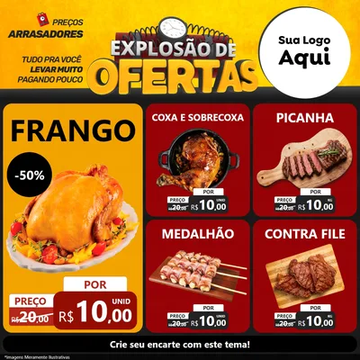 Modelo de Rede Social para Feed Facebook com o tema Explosão de Ofertas para Assados