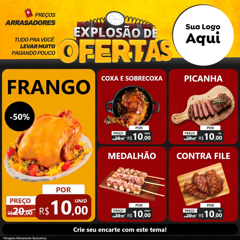 Modelo de Rede Social para Feed Facebook com o tema Explosão de Ofertas para Assados