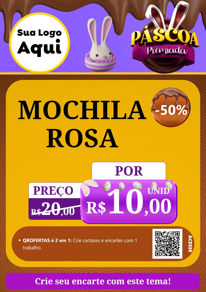Modelo de Cartaz para Cartaz A4 Vertical com o tema Páscoa Premiada para Papelaria
