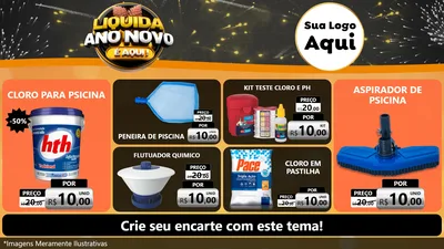 Modelo de TV para TV Horizontal com o tema Liquida Ano Novo É Aqui! para Produtos para Piscina