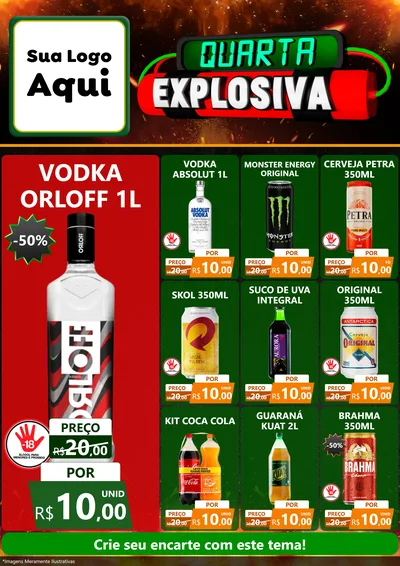 Modelo de Encarte para Encarte A4 Vertical com o tema Quarta Explosiva para Distribuidora de bebidas