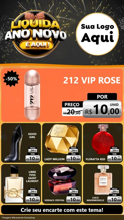 Modelo de Rede Social para Stories com o tema Liquida Ano Novo É Aqui! para Perfumes
