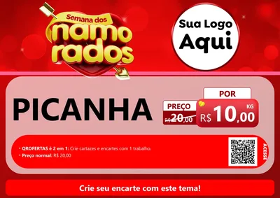 Modelo de Cartaz para Cartaz A4 Horizontal com o tema Semana dos namorados para Açougue
