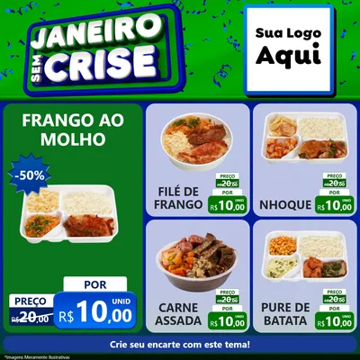 Modelo de Rede Social para Feed Facebook com o tema Janeiro Sem Crise para Restaurante