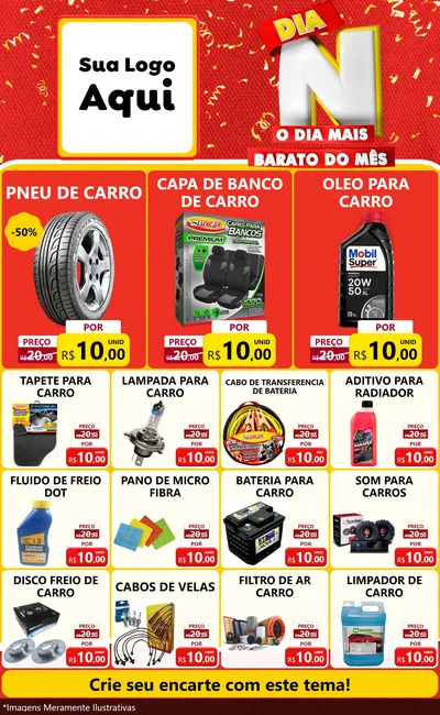 Modelo de Encarte para Encarte Grande com o tema Dia N o Dia Mais Barato do Mês para Auto peças