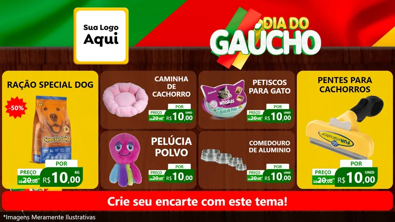 Modelo de TV para TV Horizontal com o tema Dia do Gaúcho para Pet Shop