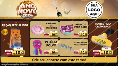 Modelo de TV para TV Horizontal com o tema Feliz Ano Novo 2027 para Pet Shop