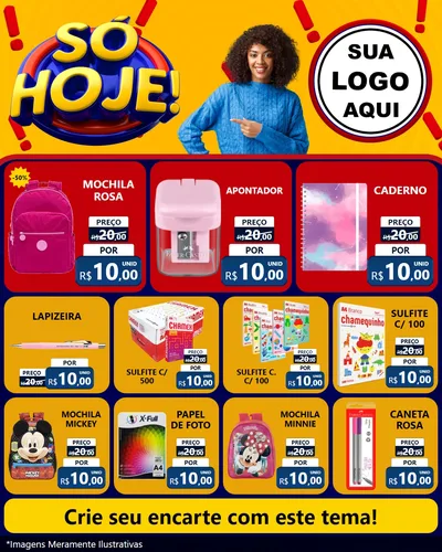 Modelo de Rede Social para Feed Instagram com o tema Só Hoje! para Papelaria