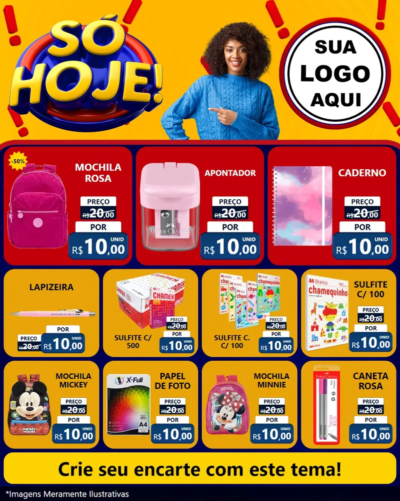Modelo de Rede Social para Feed Instagram com o tema Só Hoje! para Papelaria