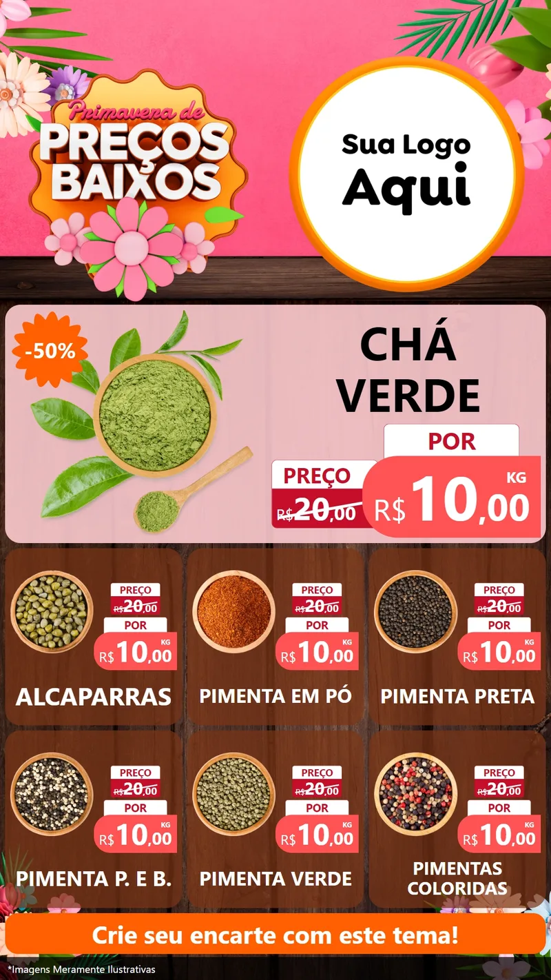 Modelo de Rede Social para Stories com o tema Primavera de Preços Baixos para Produtos Naturais
