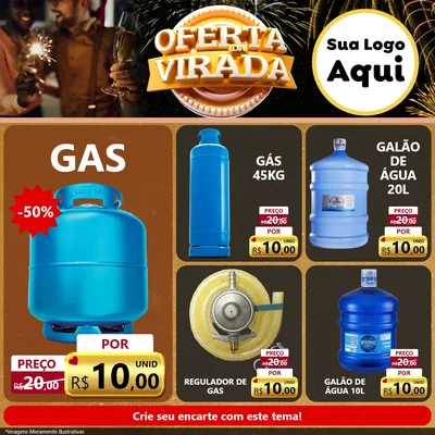 Modelo de Rede Social para Feed Facebook com o tema Oferta da Virada para Água e gás