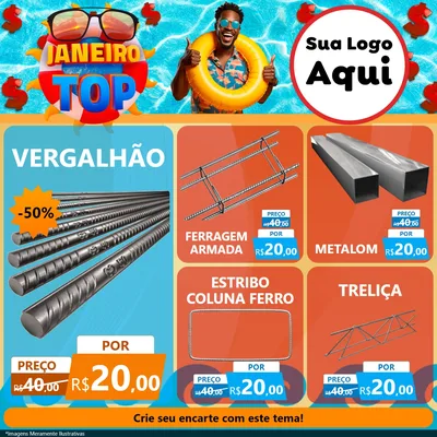 Modelo de Rede Social para Feed Facebook com o tema Janeiro Top para Ferragens