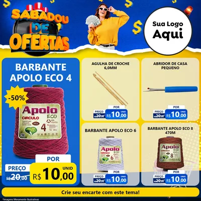 Modelo de Rede Social para Feed Facebook com o tema Sabadou de Ofertas para Armarinho e Aviamentos