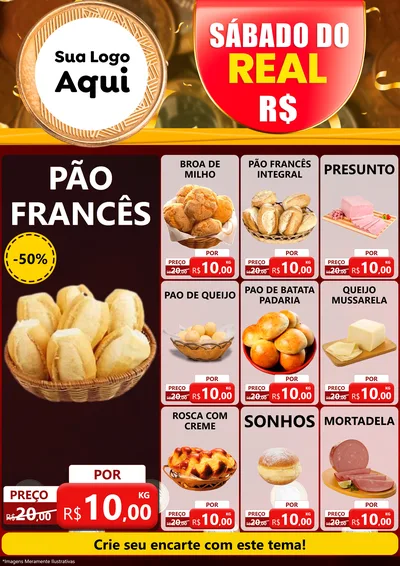 Modelo de Encarte para Encarte A4 Vertical com o tema Sábado do Real para Padaria