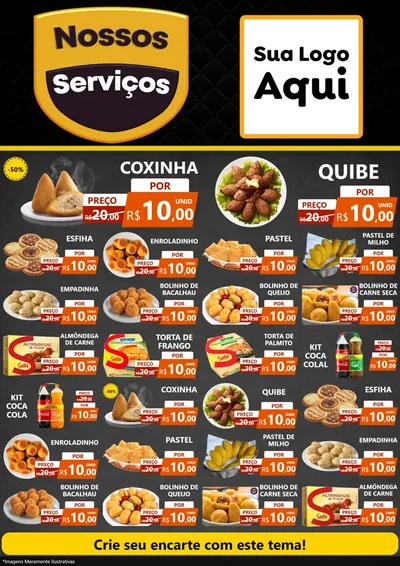 Modelo de Encarte para Encarte A4 Vertical com o tema Nossos Serviços para Salgadaria