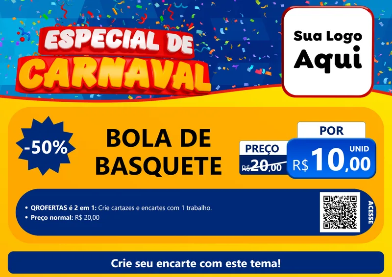 Modelo de Cartaz para Cartaz A4 Horizontal com o tema Especial de Carnaval para Artigos Esportivos