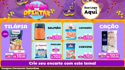 Modelo de TV para TV Horizontal com o tema Folia de Ofertas para Peixaria