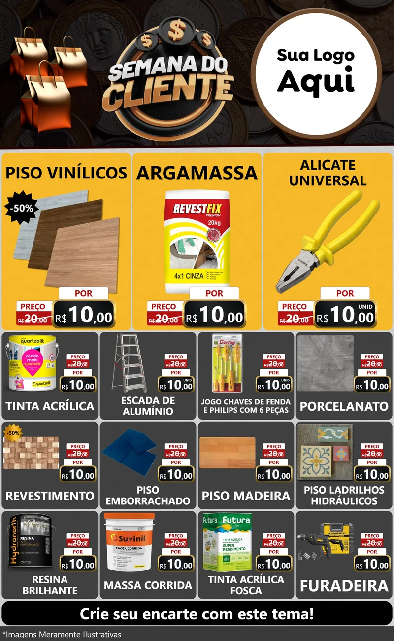 Modelo de Encarte para Encarte Grande com o tema Semana do Cliente para Material para Construção