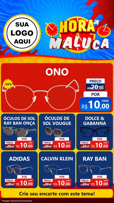 Modelo de Rede Social para Stories com o tema Hora Maluca para Óticas