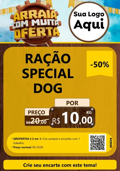 Modelo de Cartaz para Cartaz A4 Vertical com o tema Ofertas de São João - Junina para Pet Shop