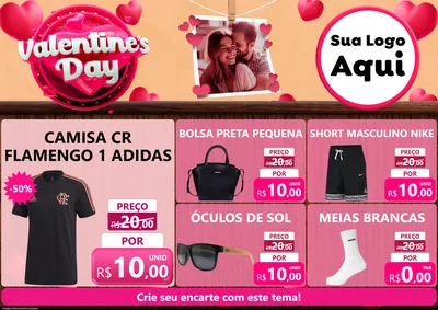 Modelo de Encarte para Encarte A4 Horizontal com o tema Valentine's Day para Roupas e acessórios
