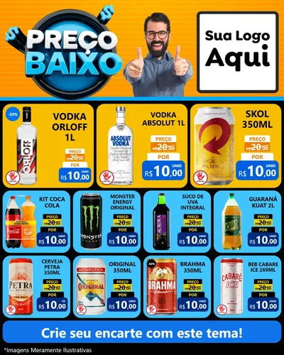 Modelo de Rede Social para Feed Instagram com o tema Preço Baixo para Distribuidora de bebidas