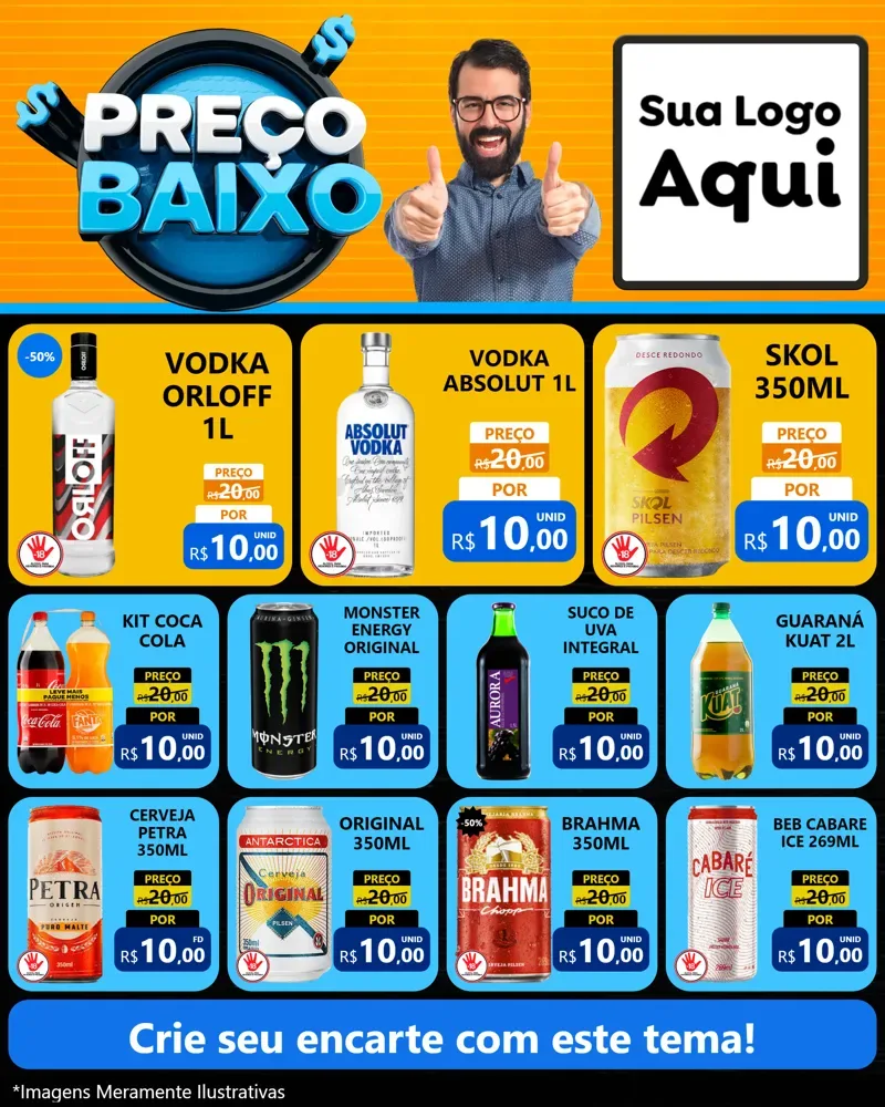Modelo de Rede Social para Feed Instagram com o tema Preço Baixo para Distribuidora de bebidas