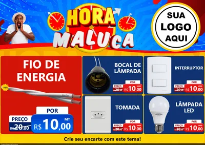 Modelo de Encarte para Encarte A4 Horizontal com o tema Hora Maluca para Materiais Elétricos