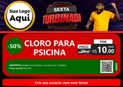 Modelo de Cartaz para Cartaz A4 Horizontal com o tema Sexta Turbinada para Produtos para Piscina