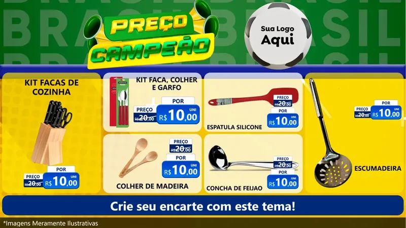 Modelo de TV para TV Horizontal com o tema Preço Campeão - Copa para Utilidades Domésticas