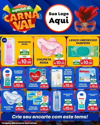 Modelo de Rede Social para Feed Instagram com o tema Especial de Carnaval para Bebês