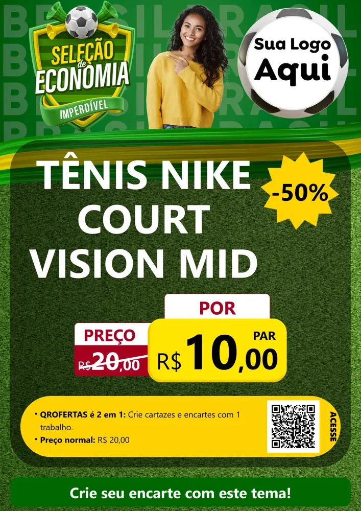 Modelo de Cartaz para Cartaz A4 Vertical com o tema Seleção de Economia - Copa para Calçados