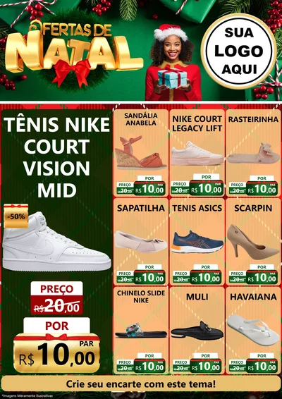 Modelo de Encarte para Encarte A4 Vertical com o tema Ofertas de Natal para Calçados