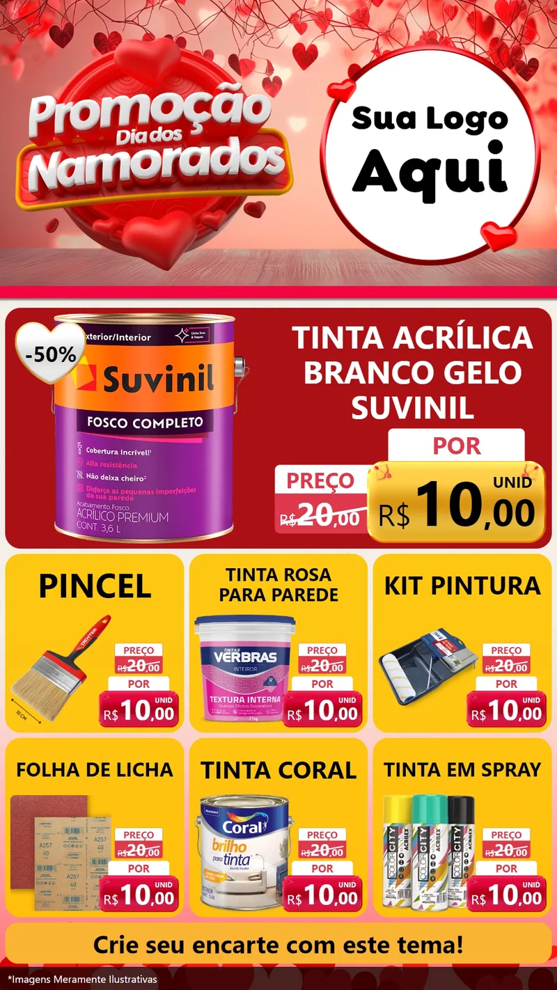 Modelo de Rede Social para Stories com o tema Promoção Dia dos Namorados para Tintas e Ferramentas