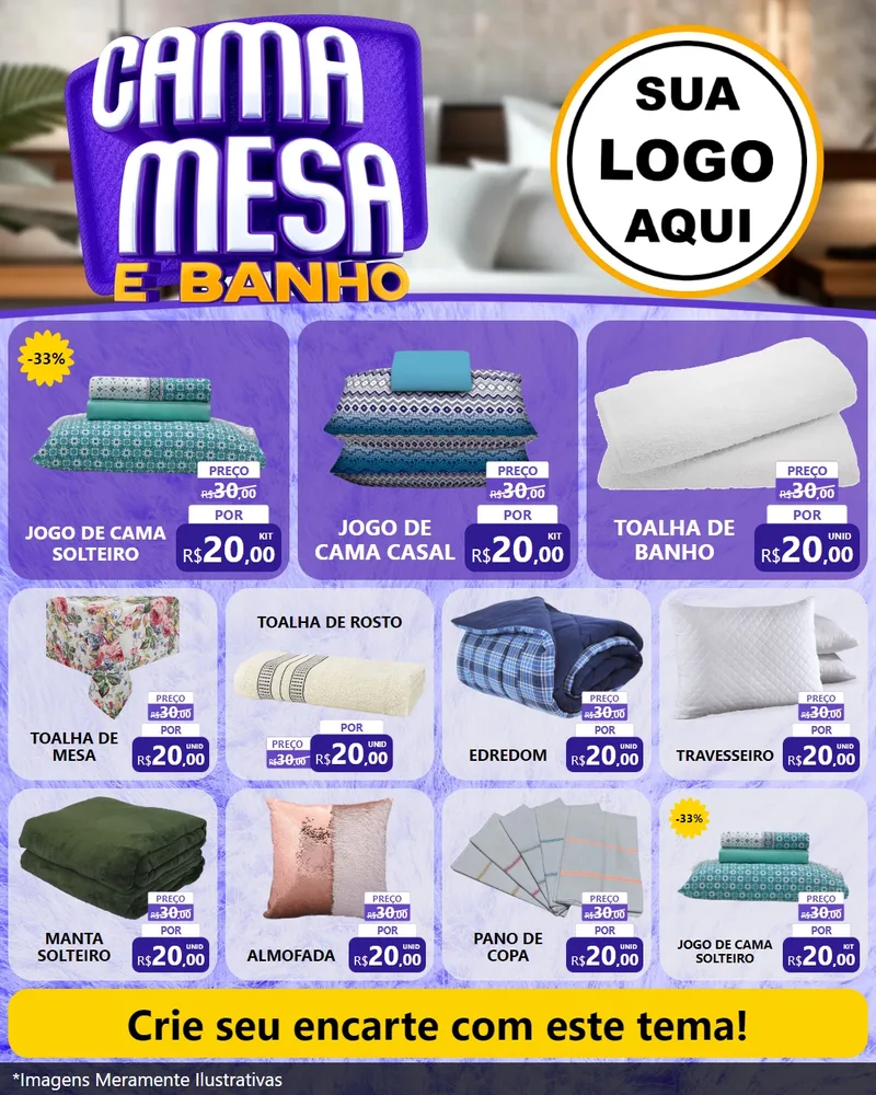 Modelo de Rede Social para Feed Instagram com o tema Cama , Mesa e Banho para Cama, Mesa e Banho